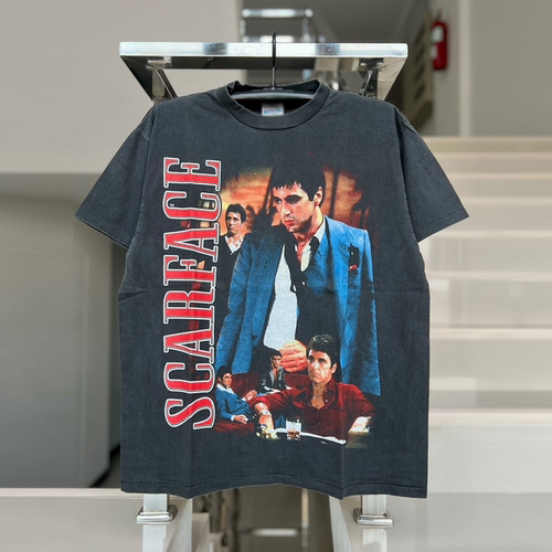 Scarface电影周边短袖T恤vintage古着创意趣味chic嘻哈潮牌半袖
