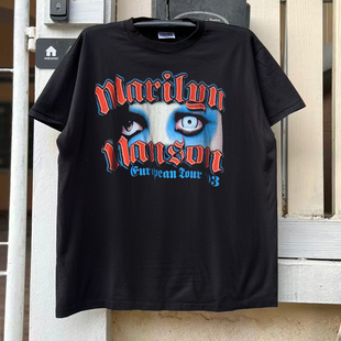 Marilyn Manson玛丽莲曼森摇滚字母创意vintage古着短袖T恤