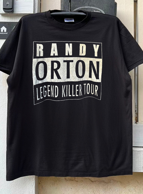 Randy Orton传奇选手复古做旧风半袖vintage古着潮流落肩短袖T恤