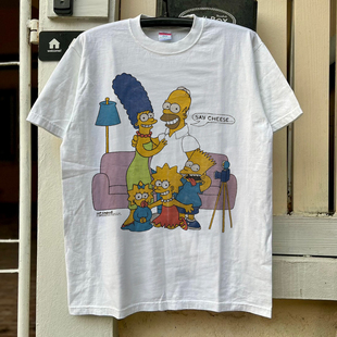 SAY CHEESE辛普森一家vintage古着高街潮流原宿风重磅棉短袖T恤