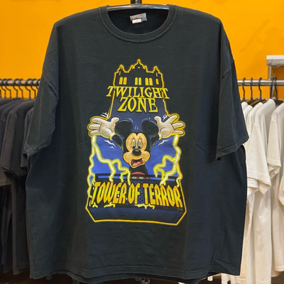 迪士尼迷离时空周边单品半袖vintage古着暗黑撞色拼接潮牌短袖T恤