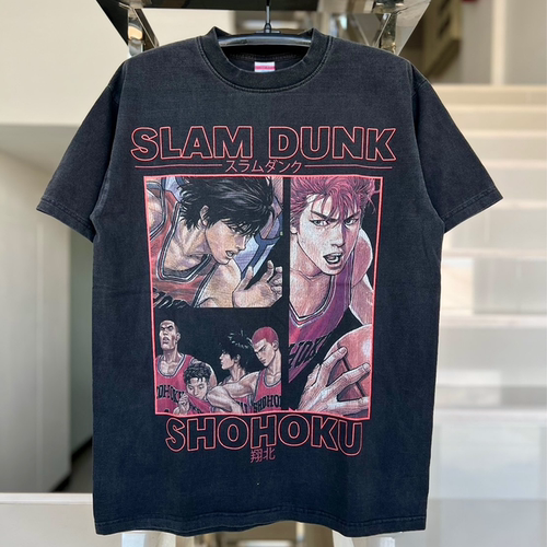 SLAM DUNK灌篮高手动漫短袖T恤美式复古街头风潮流落肩小领口半袖
