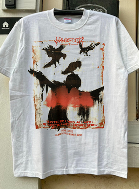 Morbid Angel病态天使乐队泼墨质感暗黑插画高级vintage古着半袖