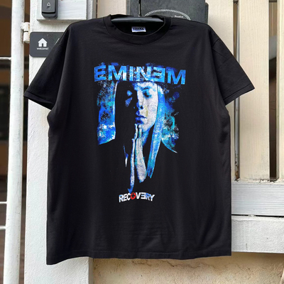 Eminem埃米纳姆美式复古嘻哈半袖原宿风阿美咔叽重磅棉短袖T恤