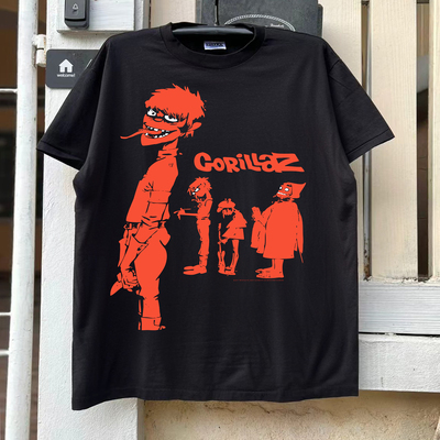Gorillaz街头霸王暗黑卡通vintage古着阿美咔叽宽松潮牌高级半袖