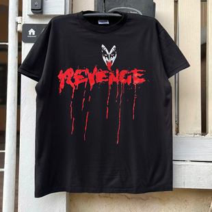 Venom暗黑潮牌vintage古着潮流落肩chic嘻哈宽松暗黑潮牌短袖 T恤