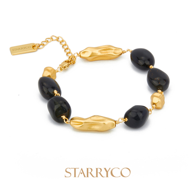 女蓝虎眼石铜镀18k金哥特风