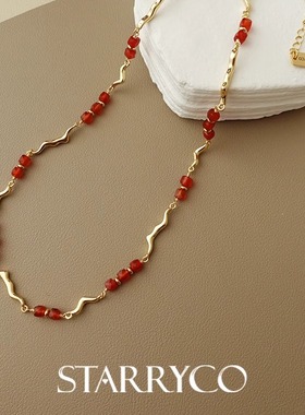 STARRYCO开运红玛瑙锁骨链