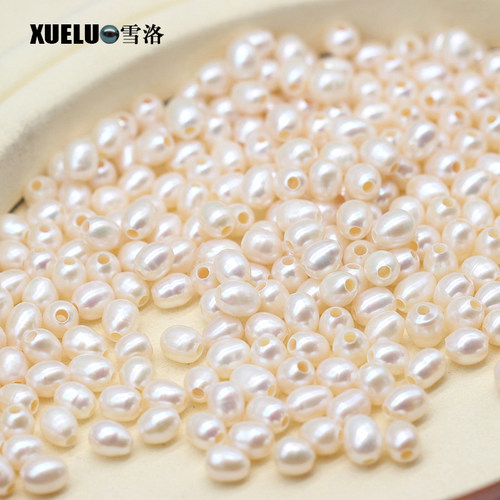 xueluo/雪洛 大孔径米形天然淡水珍珠散珠 big hole DIY珍珠颗粒