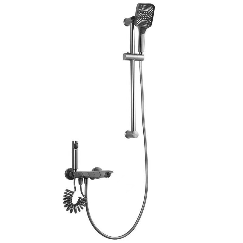 枪灰色全铜简易花洒套装按键调节沐浴淋浴喷头家用酒店工程款
