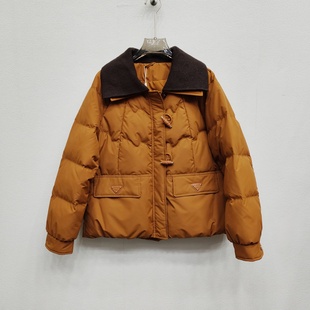 百搭保暖外套2025 宽松插肩袖 Y25B17韩版 翻领牛角扣羽绒服女短款