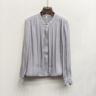 M26017轻奢风靓丽女士舒适衬衫纯色软糯开衫显瘦百搭2026春款小衫