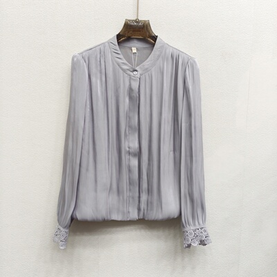 M26017轻奢风靓丽女士舒适衬衫纯色软糯开衫显瘦百搭2026春款小衫