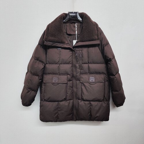 羊羔毛领亮片中长款保暖羽绒服
