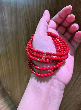 天然正品保证朱砂红砂四毫米迷你单圈手串上新