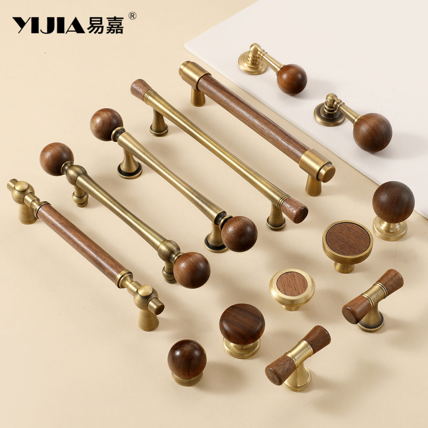 中古风拉手胡桃木柜门拉手美式轻奢黄铜抽屉柜子门橱柜衣柜门把手,基础建材,其它五金,淘宝优惠券,粉丝福利购,淘宝优惠卷