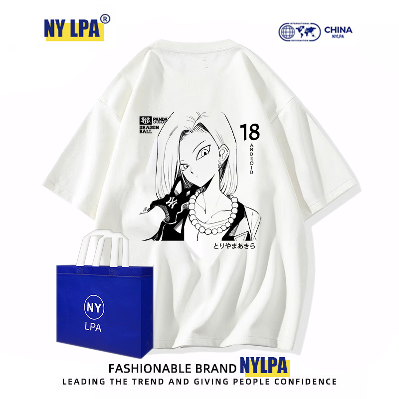 MLB&NY夏季新款日系短袖T恤动漫七龙珠男女纯棉设计感圆领情侣装