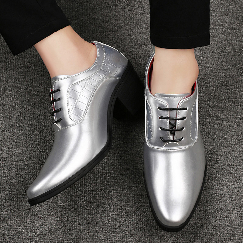 英伦男皮鞋高跟男鞋欧版金色低帮尖头鞋休闲高跟皮鞋男潮增高鞋46,流行男鞋,正装皮鞋,淘宝优惠券,粉丝福利购,淘宝优惠卷