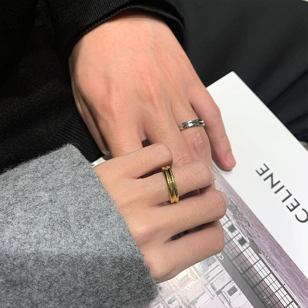 钛钢ins风男女刻字胖人情侣戒指