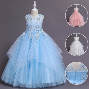 夏装连衣裙中长款网纱裙轻奢小众女大童公主裙高端主持人演出礼服