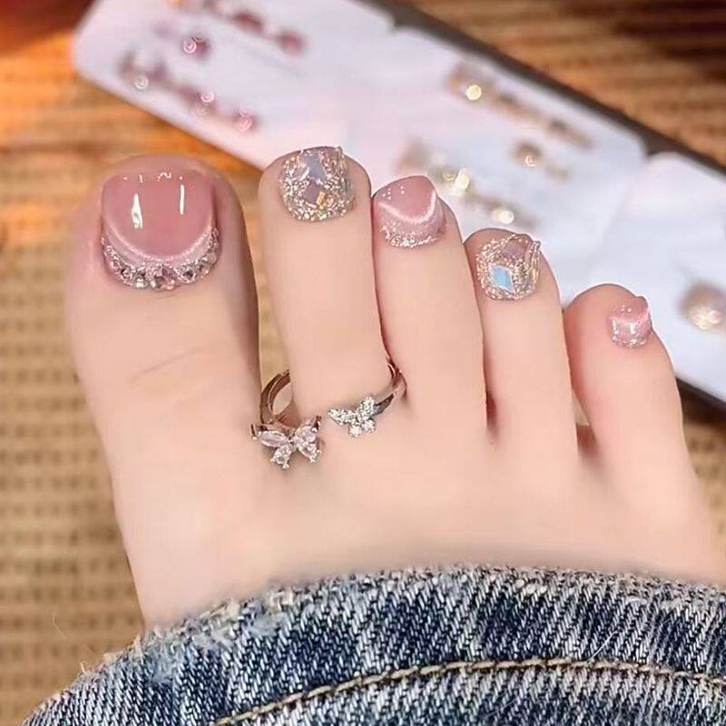 猫眼晶石水钻假脚趾甲贴片