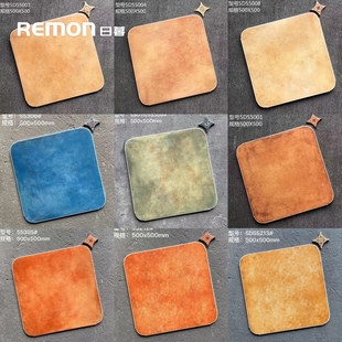 复古500x500圆角仿古砖欧式客厅地板砖地中海民宿风阳台地砖瓷砖