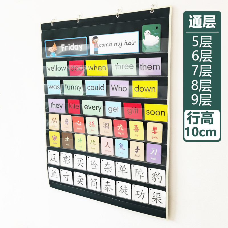 早教神器儿童识字卡透明门后挂袋