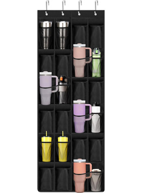 亚马逊TOP同款24格无纺布网布运动健身水杯杯子整理门后收纳挂袋