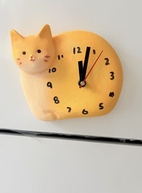 独家首发3D猫磁吸钟表冰箱猫咪钟