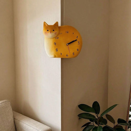 时光狗免打孔超静音转角小猫3D钟