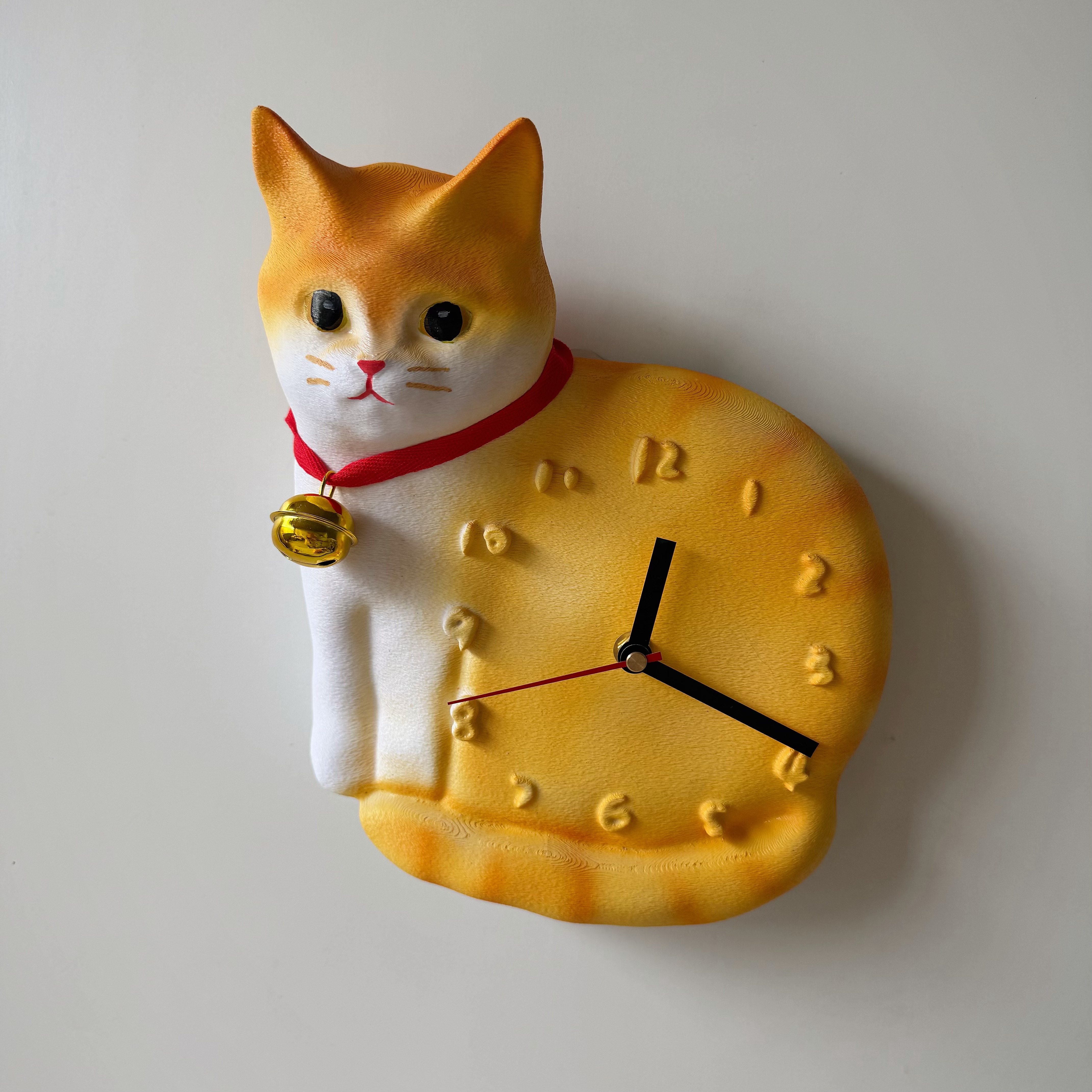 3D立体小猫挂钟表静音可爱动物造型挂件墙面装饰创意礼品时钟挂表