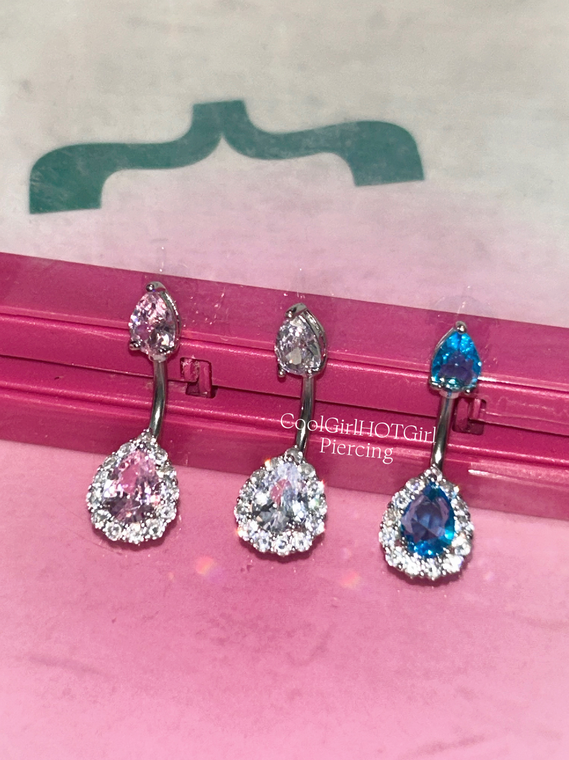 CGHG 新款欧美辣妹水滴款脐钉 小巧精致钛钢外螺纹肚脐钉 脐环