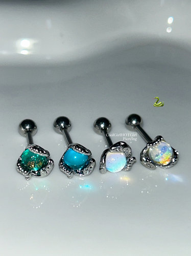 CGHG 幻彩缠绕灵蛇舌钉 辣妹钛钢外螺纹舌环 舌头钉