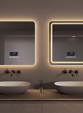 正方形智能镜子卫生间浴室镜带灯防雾挂墙式led化妆镜酒店卫浴镜