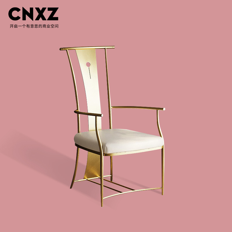 茶凳椅子靠背椅茶几茶桌椅子家用高端主人椅轻奢客人椅不锈钢椅子