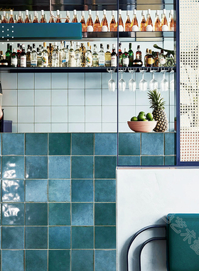 复古窑变绿色小方砖渐变色全瓷手工砖厨房吧台浴室餐饮店瓷砖墙砖