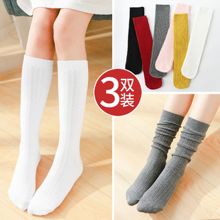 儿童袜子春秋纯棉薄款女童中筒袜夏外穿ins潮洋气宝宝高筒堆堆袜