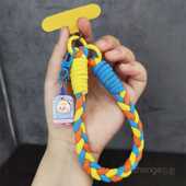 新款 三股马尾辫编织撞色手腕绳挂绳防丢结实吊绳挂链挂件手提链女