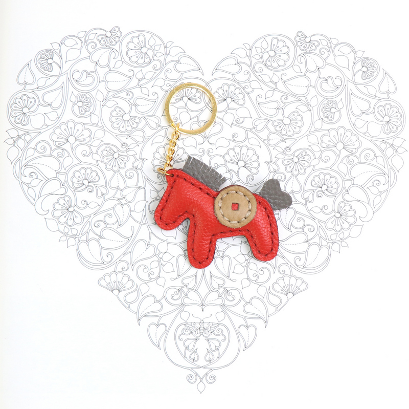 可爱红色小马手工饰品牛皮挂件马上有钱皮质钥匙扣钥匙链挂饰坠饰