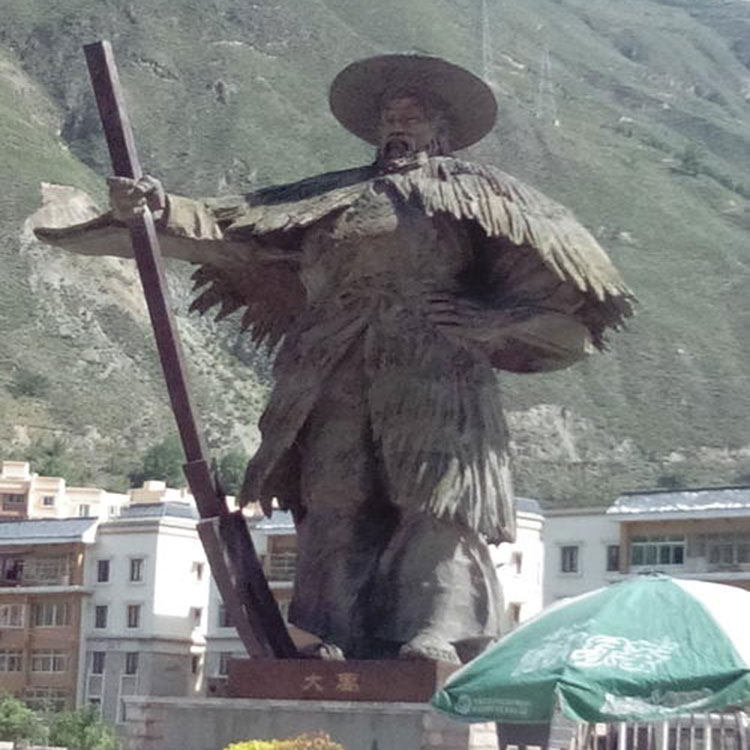 古代人物大禹治水雕塑像定做摆件