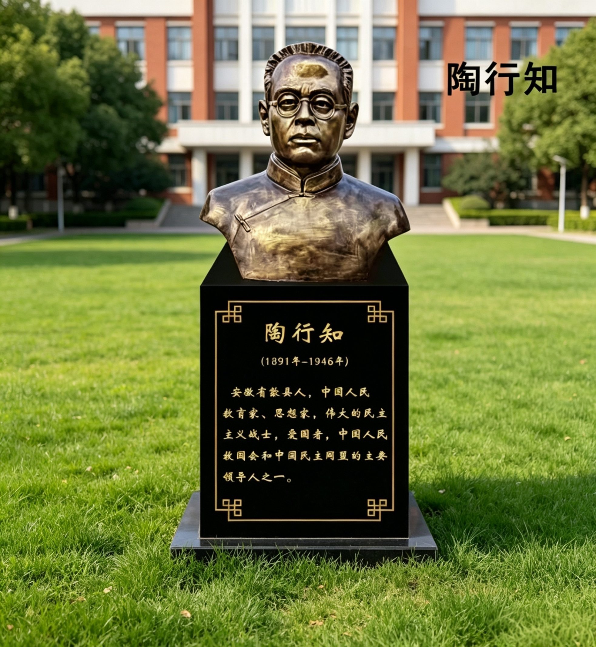 陶行知雕塑玻璃钢定制钱学森铸铜人物雕像袁隆平校园文化半身摆件