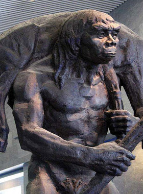 石定制古代猿人雕像时代钻木取火