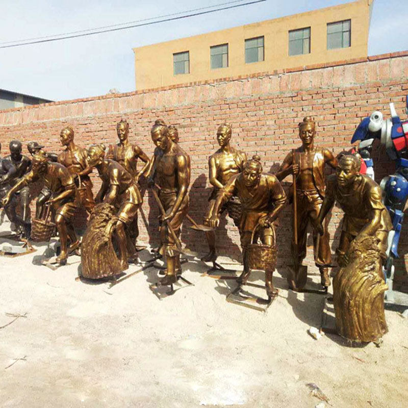 定制陶土泥塑雕像定做玻璃钢客厅招财农耕人物塑像艺术品雕塑摆件