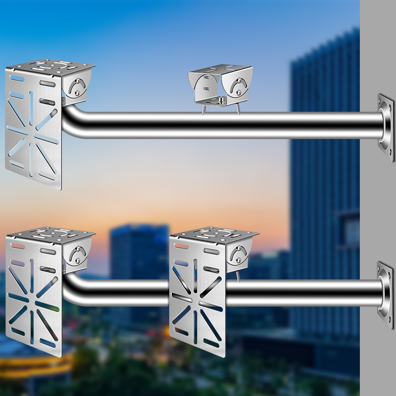 室外监控不锈钢球机万向支架户外摄像头壁装抱箍抱柱加厚横臂支架