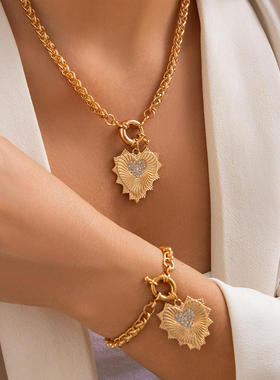 欧美时尚跨境ins金属链条锁骨链