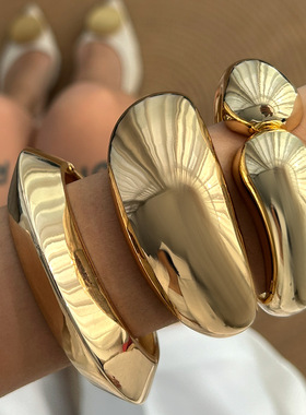 欧美跨境气质夸张大水滴抱抱手镯女 复古赛博风叠戴手环ins饰品女