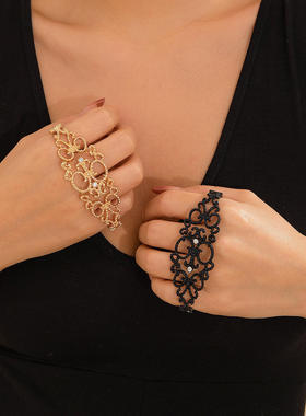 欧美跨境饰品暗黑哥特式镂空花边手镯bracelet复古优雅蕾丝花手饰