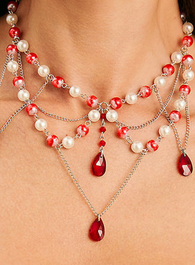 欧美跨境哥特风滴血流苏串珠