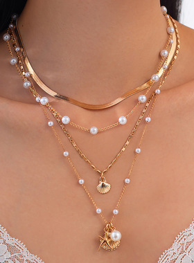 欧美跨境饰品简约气质仿珍珠项链