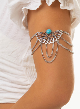 沙滩度假民族风松石树叶流苏臂镯